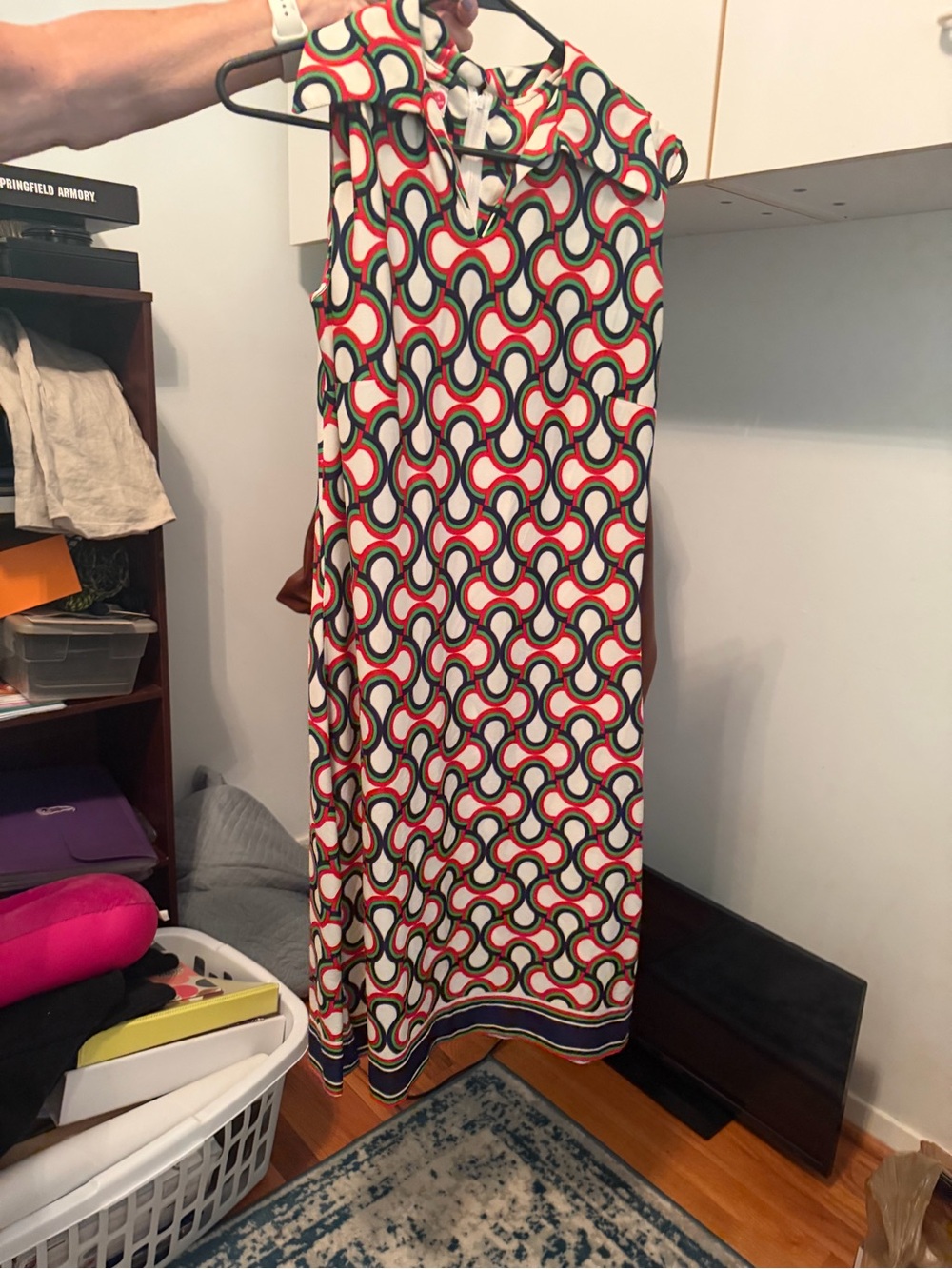 Vintage Retro Geometric Print Sleeveless Maxi Skirt - Red, Green, Black